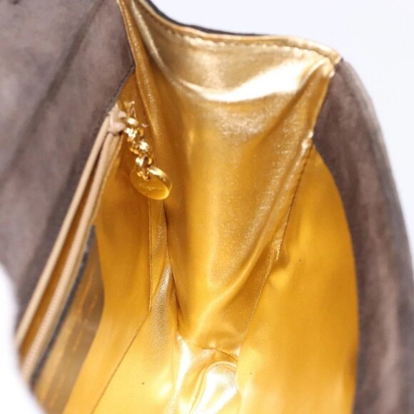 Salvatore Ferragamo Chain Hand Bag Suede Gray Gold Auth BA4690 - Picture 10 of 16